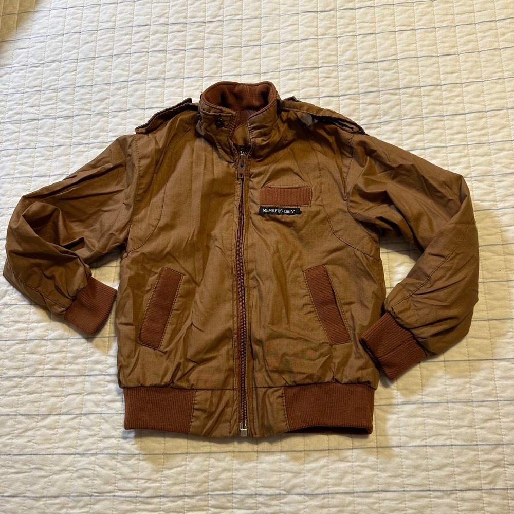Vintage Members Only Kids Brown Racer Jacket Europe Craft‎ Size 22 Zip Up Coat